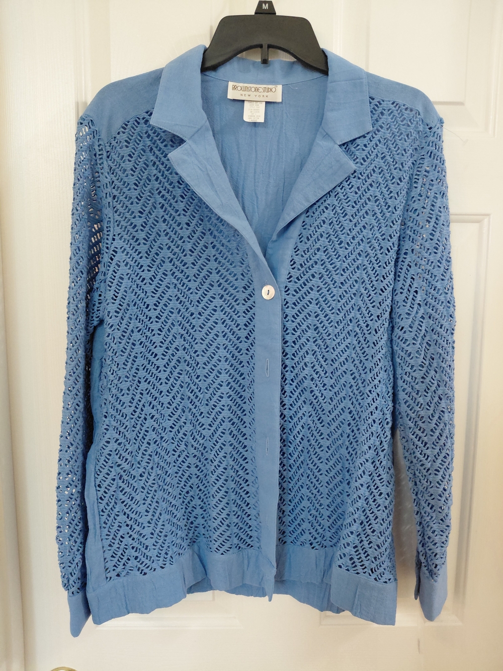 Light Blue Crochet Openwork Cardigan by Nic+Zoe
